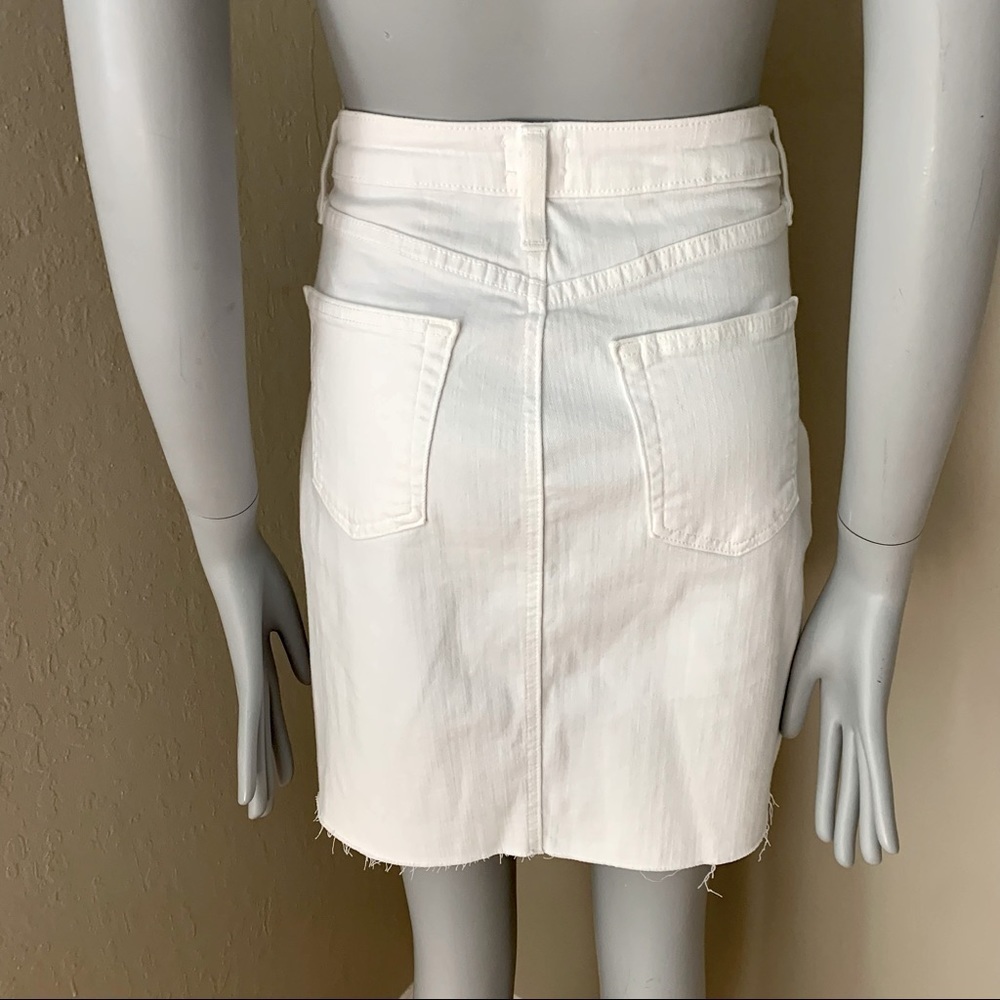 JUST BLACK White Denim Stretch Cotton Raw Hem Skirt Style # CD132K Size Small - Picture 12 of 16
